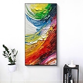 voordelige Abstracte schilderijen-olieverfschilderij 100% handgemaakte handgeschilderde kunst aan de muur op canvas verticale kleurrijke abstracte moderne woondecoratie decor gerold canvas geen frame niet uitgerekt