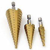cheap Drill Bit Set-Step Drill Bits Nylon Bag Packing 3pcs HSS Straight  Grooved Core Cone 1/4 Hex Shank 4mm To 12mm 20mm 32mm Chamfer Hole Cut Cutter