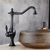 Χαμηλού Κόστους Βρύσες Κουζίνας-βρύση κουζίνας, ψηλό τόξο μονή λαβή με μία οπή περιστρεφόμενη τυπική ρετρό βρύση κουζίνας (αντίκες ορείχαλκος/ σφαίρα)