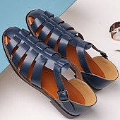 preiswerte Kleidungs-Sandalen-Herren-Fischersandalen aus braunem Kunstleder mit geschlossener Spitze und Schnallenriemen – lässige, atmungsaktive Sommerschuhe für draußen und den Alltag