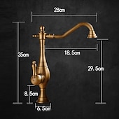 Χαμηλού Κόστους Βρύσες Κουζίνας-βρύση κουζίνας, ψηλό τόξο μονή λαβή με μία οπή περιστρεφόμενη τυπική ρετρό βρύση κουζίνας (αντίκες ορείχαλκος/ σφαίρα)