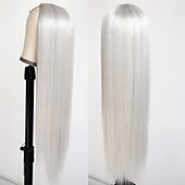 cheap Synthetic Trendy Wigs-Platinum White Wig Long Straight Hair Platinum Blonde Wig Heat Resistant Fiber Hair Synthetic Laceless Wig for Fashionable Women Christmas Party Wigs