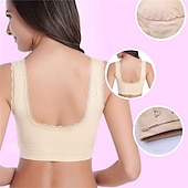 abordables Sostenes-Sujetadores deportivos de encaje de gran tamaño para mujer, sujetador sin aros con hebillas laterales cruzadas en la parte delantera, ropa deportiva para hacer yoga y hacer ejercicio en casa