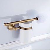 cheap Toilet Brush Holder-Toilet Brush with Holder,Antique Brass Ceramics Wall Mounted Rubber Painted Toilet Bowl Brush and Holder for Bathroom