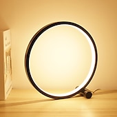 baratos Candeeiros de mesa-Lâmpada de mesa led com escurecimento de toque, lâmpada de mesa circular, sala de estar, lâmpada de cabeceira regulável, preto/branco, alimentada por usb, luz noturna redonda para iluminação de