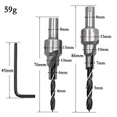 お買い得  ドリルビットセット-2本/セットドリルビットセット皿穴2枚刃3段4mm/6mm 5mm/7mmウッドリーマー木工面取りキット用電動工具