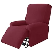 お買い得  リクライニングチェアカバー-1セット4ピースストレッチリクライニングソファカバー、バーガンディジャカードスパンデックスリクライニングソファカバー、リクライニングチェアカバー、フォームフィット、滑り止めリクライニングスリップカバー、標準大型リクライニングチェア、シーバスソファ用