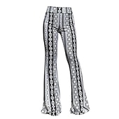 baratos Partes inferiores-Retro Vintage Anos 60 Hippie Cara Funk Calça boca de sino Hippie Discoteca Mulheres Carnaval Baile de Máscaras Férias Festa Parada do Orgulho Adulto Calças