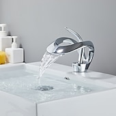 economico Classici-Rubinetto Lavabo Bagno Con Bocca A Cascata, Miscelatore Lavabo In Ottone, Rubinetti Vasca Monocomando Monoforo Finiture Verniciate Corpo Alto Stile Moderno