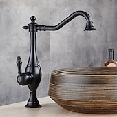 Χαμηλού Κόστους Βρύσες Κουζίνας-βρύση κουζίνας, ψηλό τόξο μονή λαβή με μία οπή περιστρεφόμενη τυπική ρετρό βρύση κουζίνας (αντίκες ορείχαλκος/ σφαίρα)