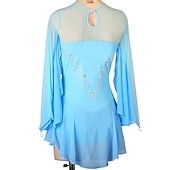 ieftine Rochii de patinaj artistic-Rochie de Patinaj Artistic Pentru femei Fete Πατινάζ στο πάγο Rochii Ținute Alb Bleumarin Albastru celest Peteci Plasă Spandex Înaltă Elasticitate Antrenament Profesional Competiție Ținută Patinaj