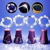 economico Striscie luci ad energia solare-solare bottiglia di vino luci della stringa decorazione di cerimonia nuziale all&#039;aperto 2 m 20 led lucine con sughero impermeabile luce di natale rame ghirlanda patio giardino luci della stringa 10