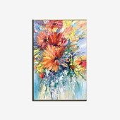 abordables Peintures fleurs/botaniques-Peinture à l&#039;huile Hang-peint Peint à la main Verticale Abstrait Paysage Rétro Vintage Moderne Toile roulée (sans cadre)