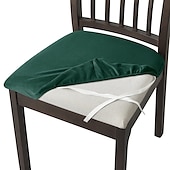 abordables Funda para silla de comedor-Fundas de asiento de terciopelo para comedor, color burdeos, elásticas, ajustadas, tapizadas, para sillas de comedor, fundas protectoras de muebles extraíbles y lavables con lazos