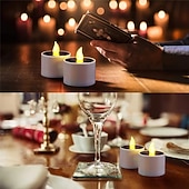 abordables Bougies lumineuses-6/12 pièces bougies solaires sans flamme led fausses bougies chauffe-plat scintillantes décoration de jardin extérieur lumière décoration de fête de mariage romantique éclairage 6x 12x