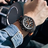 ieftine Ceasuri Quartz-Ceas OLEVS Bărbați Quartz cu Dial Mare Fashion Business Luminiscent Trei Fusuri Orar Calendar Impermeabil Ceas din Silicon Cadouri de Ziua Tatălui