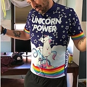 abordables Maillots pour hommes-Homme Maillot de cyclisme Arc-en-ciel Licorne Drôle Manche Courte Cyclisme Maillot Top avec 3 poches arrière VTT Vélo tout terrain Cyclisme sur route Séchage Rapide Doux Bandes réfléchissantes Poche