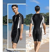 voordelige Overhaaste bewakers-Voor heren Duikskin pak UV-zonbescherming Sneldrogend Lichtgewicht Korte mouw Zwempak Rits Aan De Voorzijde Zwemmen Duiken Surfen Snorkelen Strand Watersport Lapwerk Zomer