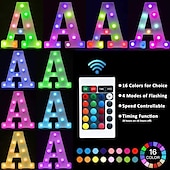 abordables 123496-LED lettre lumières signe 26 lettres alphabet avec télécommande allumer des lettres signe coloré pour veilleuse mariage/fête d&#039;anniversaire alimenté par batterie lampe de noël bar à la maison
