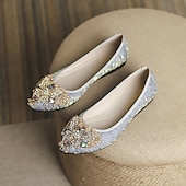 abordables Ballerines femme-ballerines de mariage pliables ornées de cristaux floraux pour femmes - chaussures de ballet de voyage légères et confortables