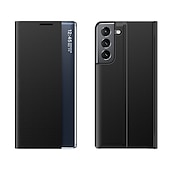 economico Cover Samsung-Custodia per telefono per Samsung Galaxy S24 S23 S22 S21 Ultra Plus A72 S25 Ultra Custodia a corpo intero Auto Sleep  Wake Up Flip magnetico con supporto di colore solido TPU PU