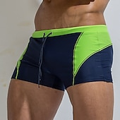 baratos calções de banho e calções de surf-Homens Calção Justo de Natação Shorts de Natação Secagem Rápida Leve Bermuda de Surf Roupa de banho Com Cordão Natação Surfe Praia Esportes Aquáticos Retalhos Verão