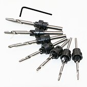 cheap Drill Bit Set-Countersink Drill Bits With Adjustable Depth Stop Collar Wood Woodworking 7pc Drilling Hole Saw 4 Flute