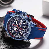 ieftine Ceasuri Quartz-Ceas OLEVS Bărbați Quartz cu Dial Mare Fashion Business Luminiscent Trei Fusuri Orar Calendar Impermeabil Ceas din Silicon Cadouri de Ziua Tatălui