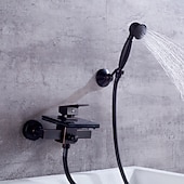 cheap Bathtub Faucets-Bathtub Faucet - Modern Contemporary Electroplated Wall Installation Ceramic Valve Bath Shower Mixer Taps