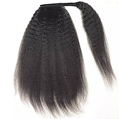 baratos Extensões de cabelo com gancho-Extensões de cabelo extensões de rabo de cavalo extensões de cabelo virgem kinky reto cabelo humano enrolado em torno de rabo de cavalo extensões de cabelo remy clipe em extensões de cabelo com pasta