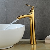 cheap Classical-Waterfall Bathroom Faucet, Rustic Nickel Single Handle One Hole Brass Waterfall Bathroom Sink Faucet with Hot and Cold Water