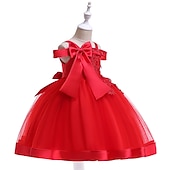 ieftine Rochii de Petrecere-Copii Fete Rochie Mată Floare Manșon scurt Petrecere Zilnic Brodat Funde Drăguţ Prințesă Poliester Midi Rochie cu broderie florală Rochie Skater Rochie din Tul Vară Primăvară 2-8 ani Galben Roz