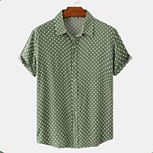 preiswerte Sommer-Hawaii-Hemden für Herren-Herren Hemd Sommerhemd Knopfhemd Strandhemd Hawaiihemd Sommerhemd Schwarz Weiß Armeegrün Blau Kurzarm Punkt Umlegekragen Outdoor Strasse Button-Down Bekleidung Modisch Brautkleider schlicht