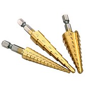 economico set di punte da trapano-3 pz hss step drill esagonale dritto scanalatura metallo punta di perforazione multifunzionale piastra di acciaio per utensili opener step di perforazione