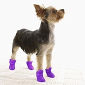 お買い得  ブーツとパウプロテクター-犬用 犬用ブーツ / シューズ レインブーツ 防水 かわいいスタイル 純色 ペット用 ゴム PVC シリコーン ブラック