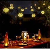 abordables Guirlandes solaires-Boule marocaine lumières extérieures guirlandes solaires 5/7/10m 20/30/50leds globe guirlandes lumineuses lanterne multicolore blanc chaud blanc rvb pour extérieur jardin cour patio arbre de noël fête