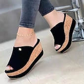 cheap Women&#039;s Slip-Ons &amp; Loafers-Casual Women&#039;s White Platform Wedge Sandals - Ideal for Summer Outings and Beachwear