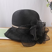 abordables Sombreros de Fiesta-Sombreros Red de Paja Cubo Sombrero Sombrero de Sol Sombrero Formal Carrera de Caballos de Kentucky Día de Damas Estilo Vintage Elegante Boda con Apliques Florales Adorno Impresionante Vestido de