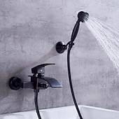 cheap Bathtub Faucets-Bathtub Faucet - Modern Contemporary Electroplated Wall Installation Ceramic Valve Bath Shower Mixer Taps