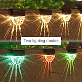 tanie Kinkiety zewnętrzne-2/4 sztuk światła słonecznego ogrodzenia zewnętrzne oświetlenie pokładowe ciepły biały wodoodporny rgb 2 tryby oświetlenie ogrodowe willa dekoracja patio krajobraz ogrodzenia światła schodowe