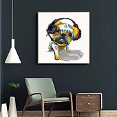 お買い得  動物画-ハング塗装油絵 手描きの 方形 動物 ポップアート 近代の インナーフレームなし(枠なし)