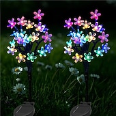 economico Illuminazione vialetto-2 pezzi di luce solare per esterni a forma di fiore di ciliegio, colore bianco caldo, luce multicolore