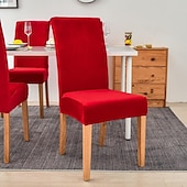 economico Fodera per sedia da pranzo-fodera per sedia da pranzo elasticizzata fodera per sedia verde fodera in velluto elastico per cene da pranzo matrimonio in hotel morbido lavabile