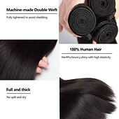 cheap 3 Bundles Human Hair Weaves-3 Bundles Hair Weaves Brazilian Hair Straight Human Hair Extensions Human Hair Natural Color Hair Weaves / Hair Bulk Extension Bundle Hair 8-28 inch Natural Color Odor Free Best Quality New Arrival