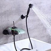 cheap Bathtub Faucets-Bathtub Faucet - Modern Contemporary Electroplated Wall Installation Ceramic Valve Bath Shower Mixer Taps