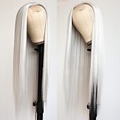 cheap Synthetic Trendy Wigs-Platinum White Wig Long Straight Hair Platinum Blonde Wig Heat Resistant Fiber Hair Synthetic Laceless Wig for Fashionable Women Christmas Party Wigs