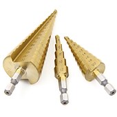 cheap Drill Bit Set-Step Drill Bits Nylon Bag Packing 3pcs HSS Straight  Grooved Core Cone 1/4 Hex Shank 4mm To 12mm 20mm 32mm Chamfer Hole Cut Cutter