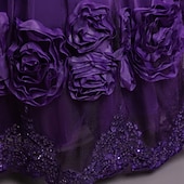 baratos Vestidos floridos-Infantil Pouco Para Meninas Vestido Floral Tecido Vestido A Line Festa Espetáculo Com Transparência Laço Branco Roxo Vinho Assimétrico Sem Manga Princesa Doce Vestidos Primavera Verão Normal 3-12 anos