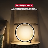 baratos Candeeiros de mesa-Lâmpada de mesa led com escurecimento de toque, lâmpada de mesa circular, sala de estar, lâmpada de cabeceira regulável, preto/branco, alimentada por usb, luz noturna redonda para iluminação de