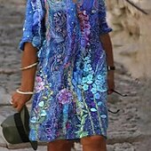 abordables Robes de travail-femmes plus la taille courbe robe décontractée robe droite robe midi impression v cou imprimer demi manches automne printemps travail décontracté genou longueur robe rendez-vous quotidien robe